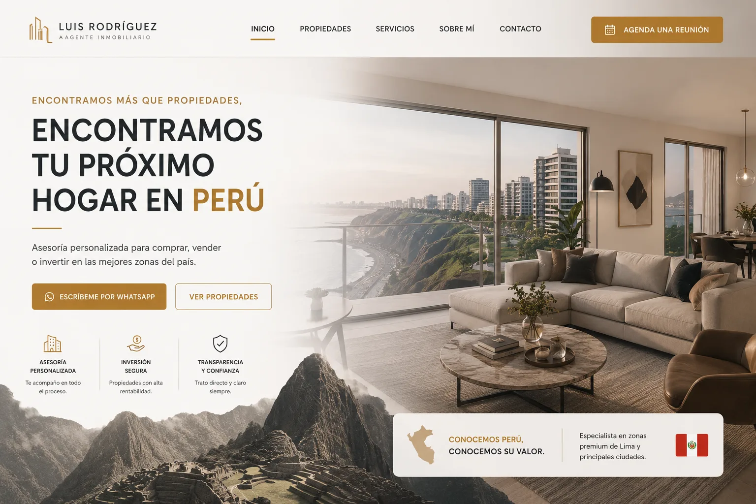 Landing agencia inmobiliaria Luis Rodríguez Perú